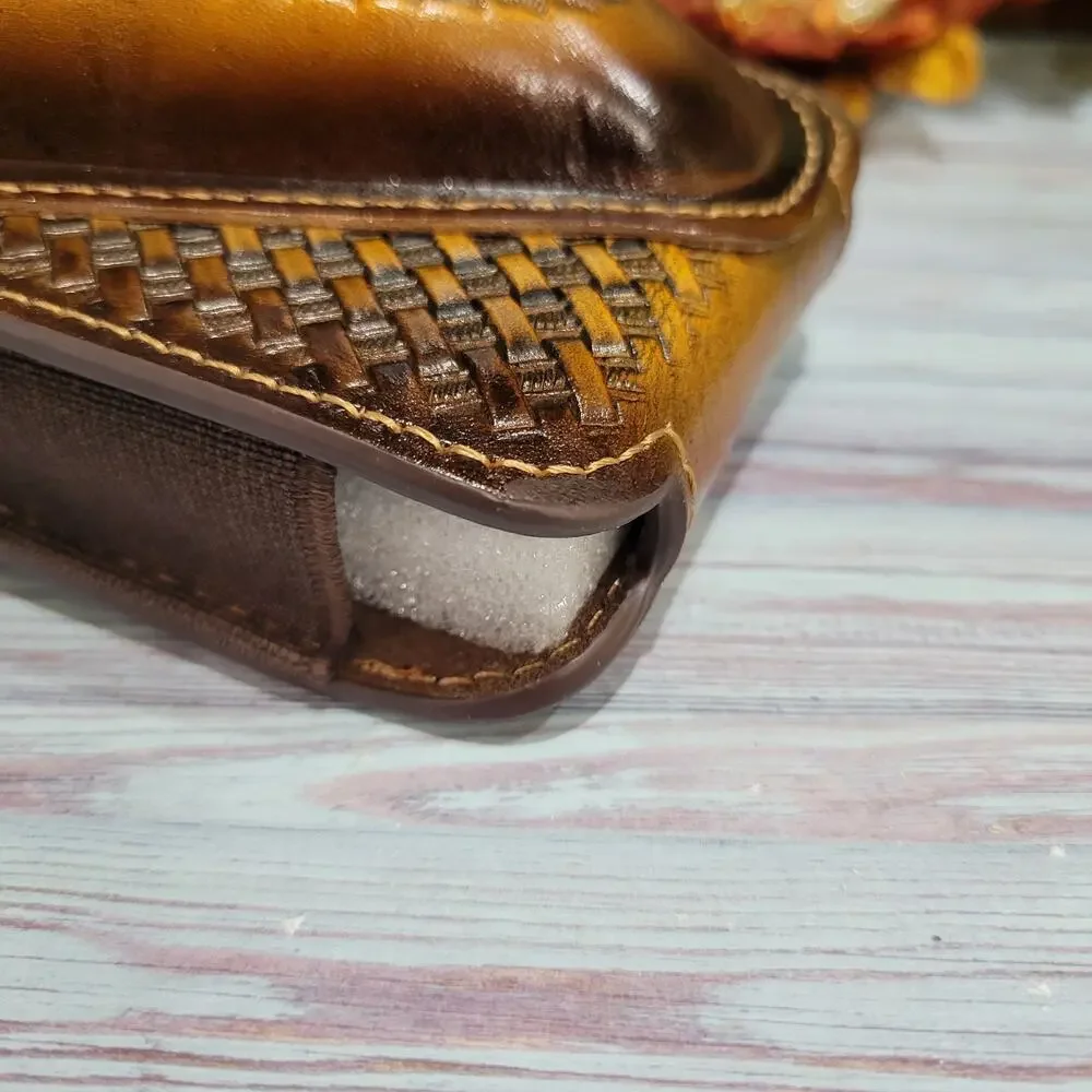 Praying Cowboy Leather Phone Holstor With Knife Sheath With Belt Clip LARGE 7x4